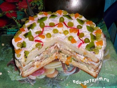 Бисквитный торт с сезонными фруктами или с мороженными ягодами